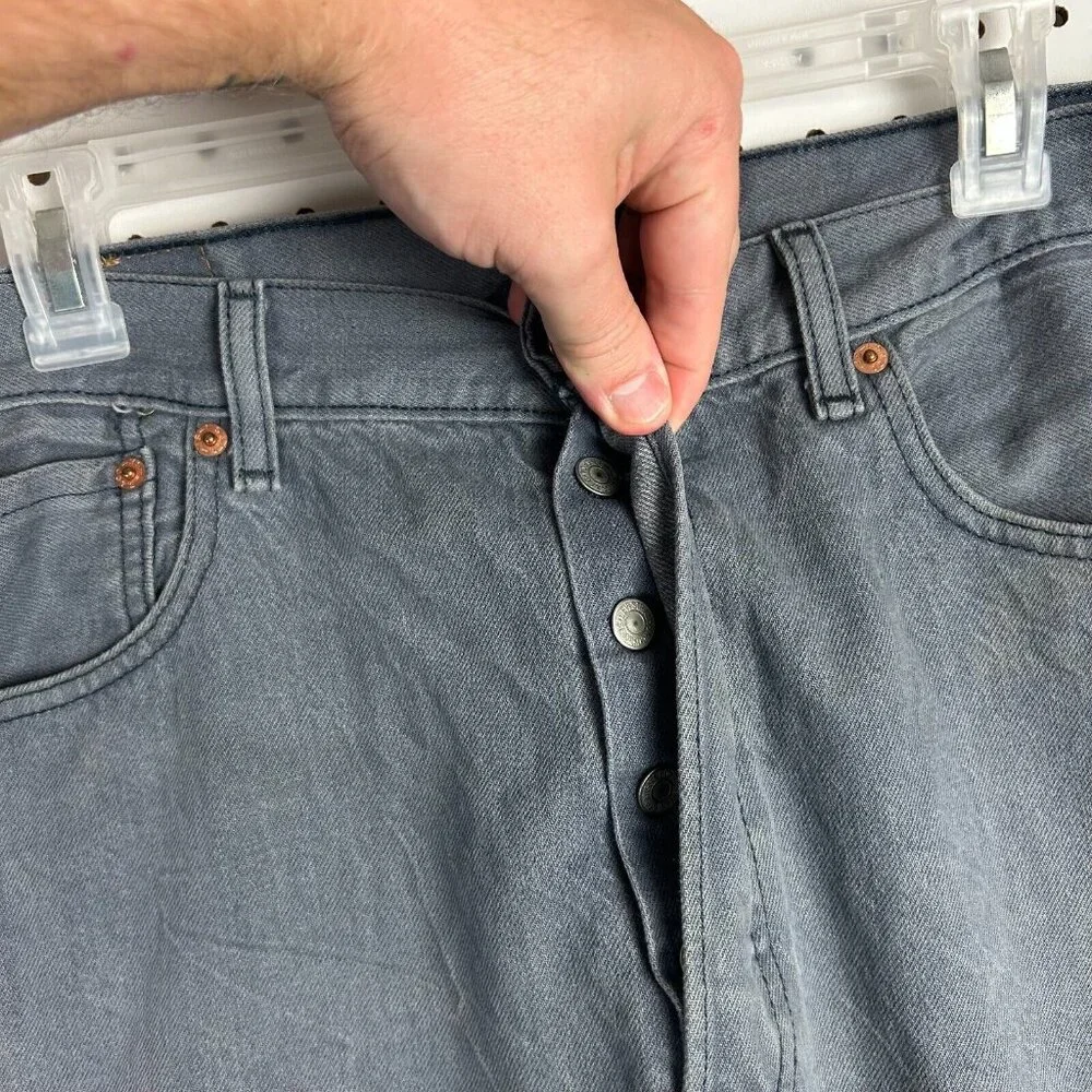 Levis 501 Gray Stone Washed Wide Leg Straight Jeans 34x32 Skater Y2K Denim Punk - Picture 6 of 8